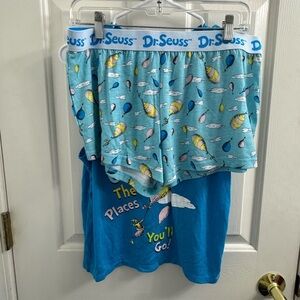 Dr. Seuss Vibrant Blue Oh the Places You’ll Go pj boxer set
